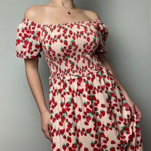 Betsy Johnson Strawberry Maxi Dress, Med